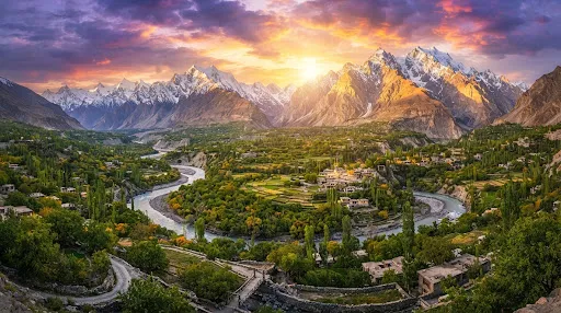 Northern sunset landscape